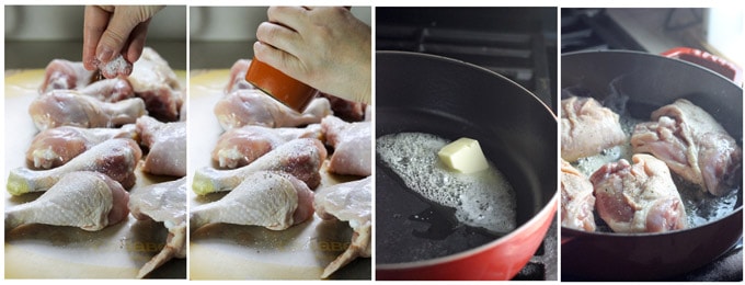 Process shots of making chicken paprikash