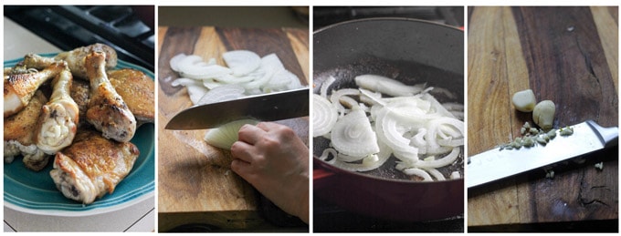 Process photos of making Hungarian chicken
