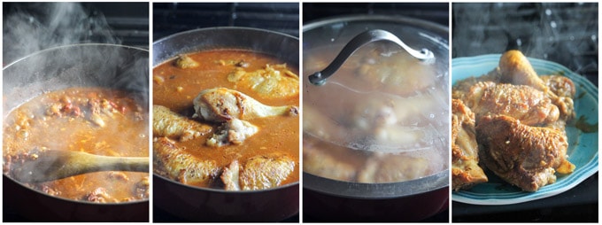 Process photos of preparing Hungarian chicken