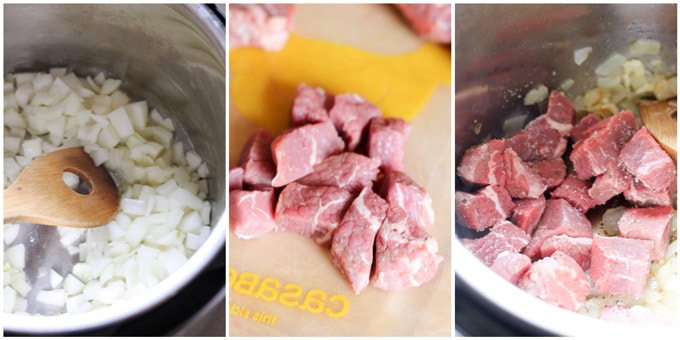 Process shots of making goulash