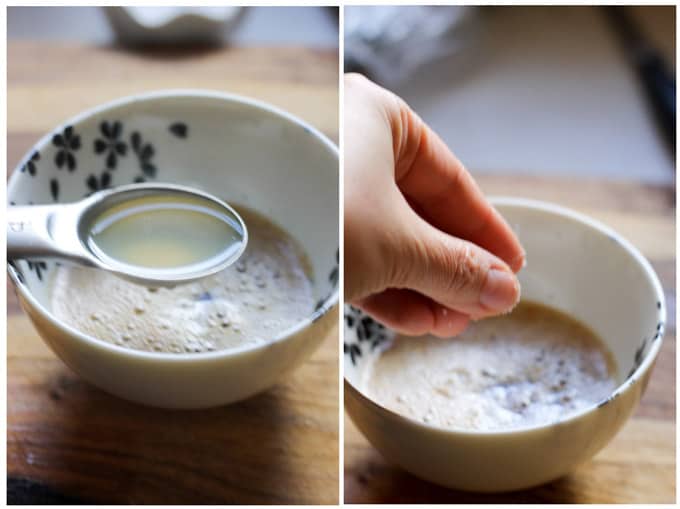 Process shots of making Meuniere Sauce