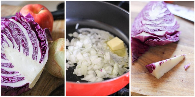 Process shots of making Rotkohl