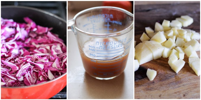 Process shots of german red cabbage