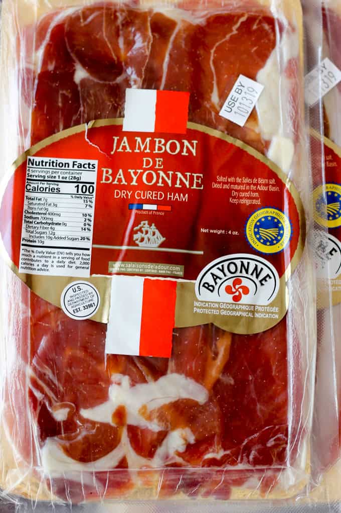 Bayonne ham in a package