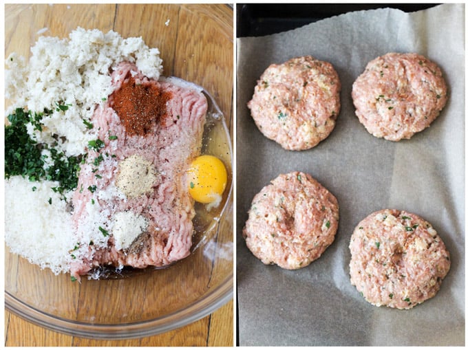 Process shots of making turkey burgers