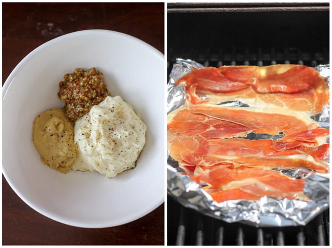 Process shots of making toppings for turkey burgers