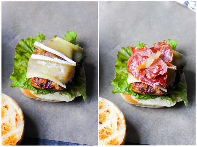 Assembling turkey burgers process shots 2