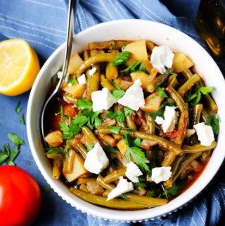 Horizontal shot of greek fasolakia