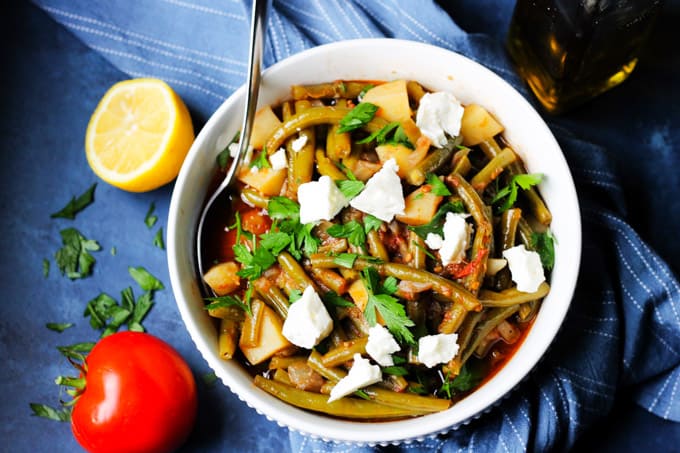 Horizontal shot of greek fasolakia