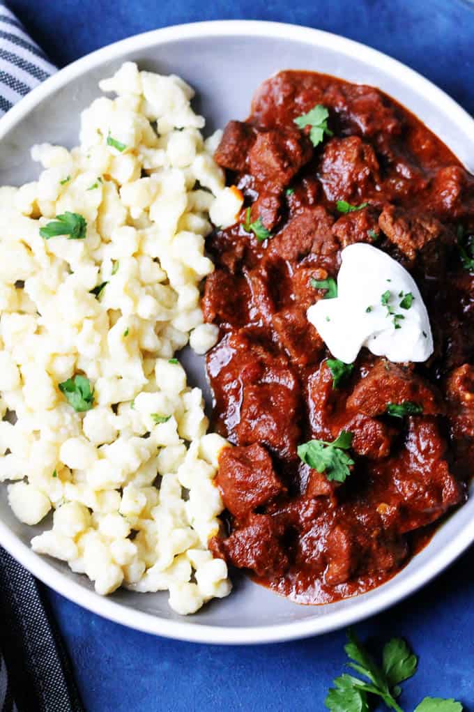 Hungarian stew with Nokedli