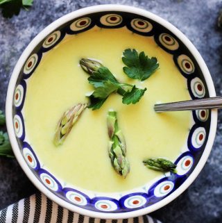 Spring Green Asparagus Soup in a bowl