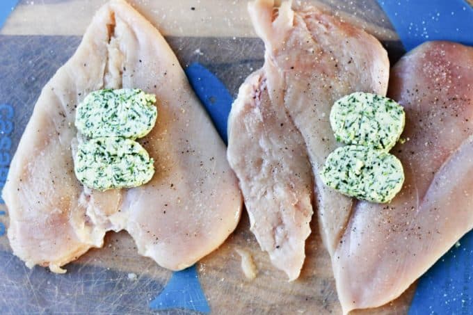 compound butter on chicken cutlets