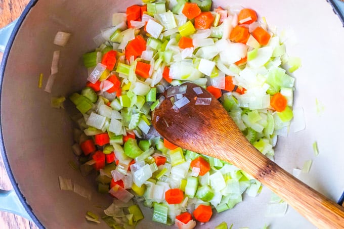 Veggies cooking in a pot