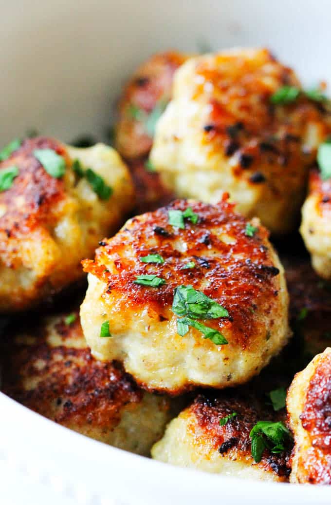 Close up photo of Italian Chicken Meatballs