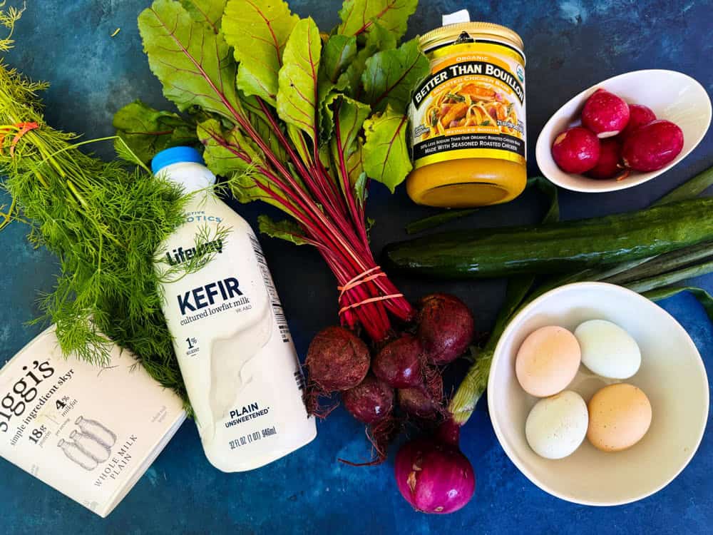 Ingredients for cold red beet soup