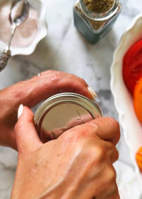Lid is placed on the jar