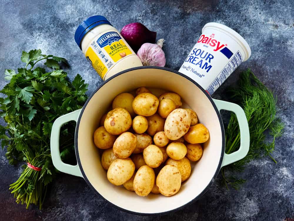 Garlic potato salad ingredients
