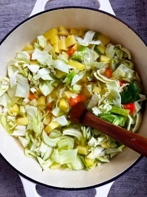 Stirring the cabbage soup