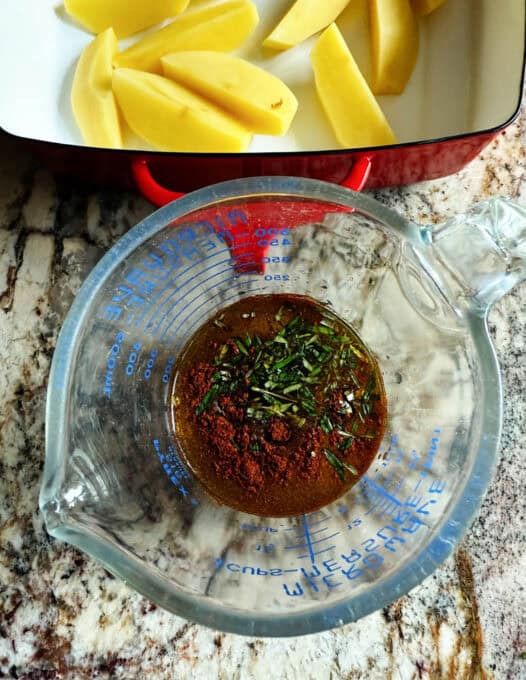 Marinade ingredients in a mixing jug
