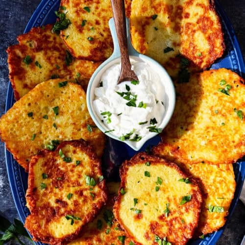 German potato pancakes with dipping sauce