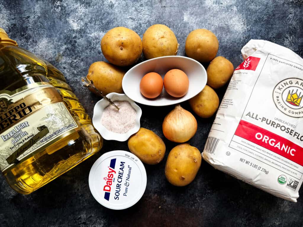 All the ingredients for this German potato pancake recipe