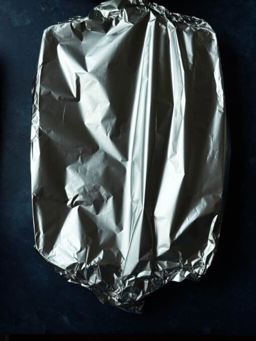 Baking dish covered with foil