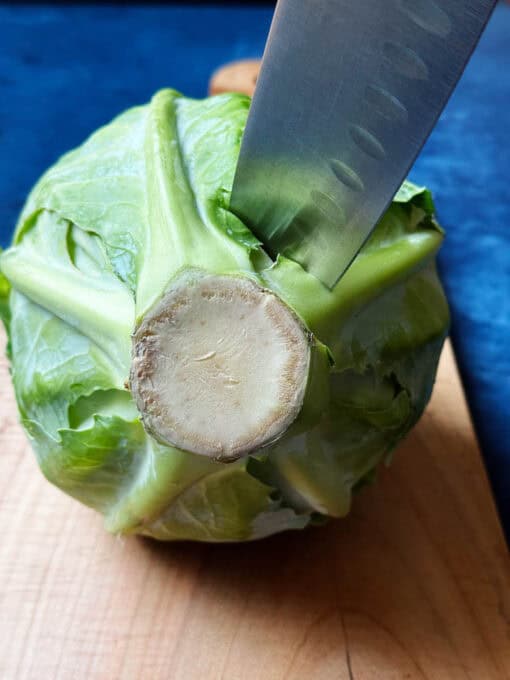 Preparing the cabbage