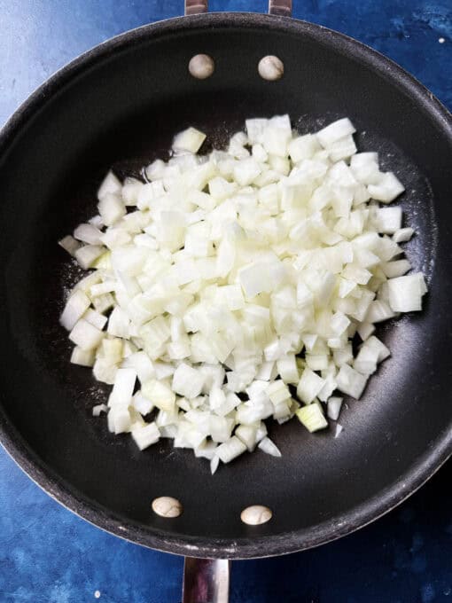 Chopped onions in a pan