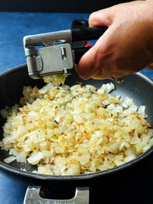 Garlic added to onions