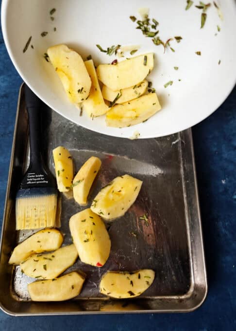 Roasting the apples in duck fat