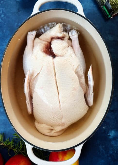 Duck soaking in salted water