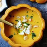 A bowl of simple roasted butternut squash soup