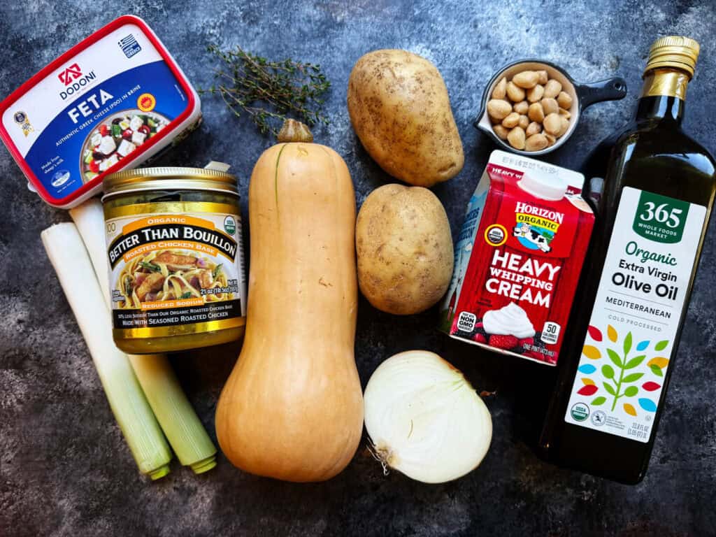 Ingredients for this easy roasted butternut squash soup